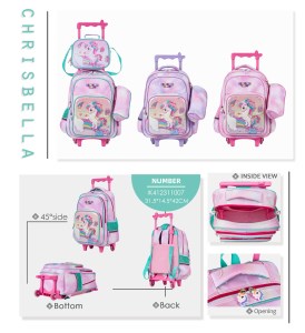 کوله چرخ دار سه تیکه وارداتی کریس بلا کد IK1007 سایز 42*14*31*