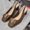 کفش مجلسی کوکو زنانه پاشنه هفت سانتی کد B552-5 رنگ خاکی سایز 39